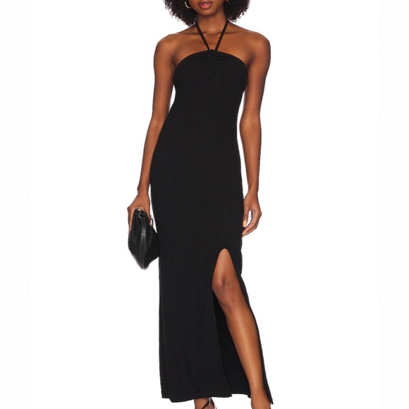 (A2) 1. STATE Ruched Halter Dress in Rich Black, Size XS, NWT - Picture 4 of 8
